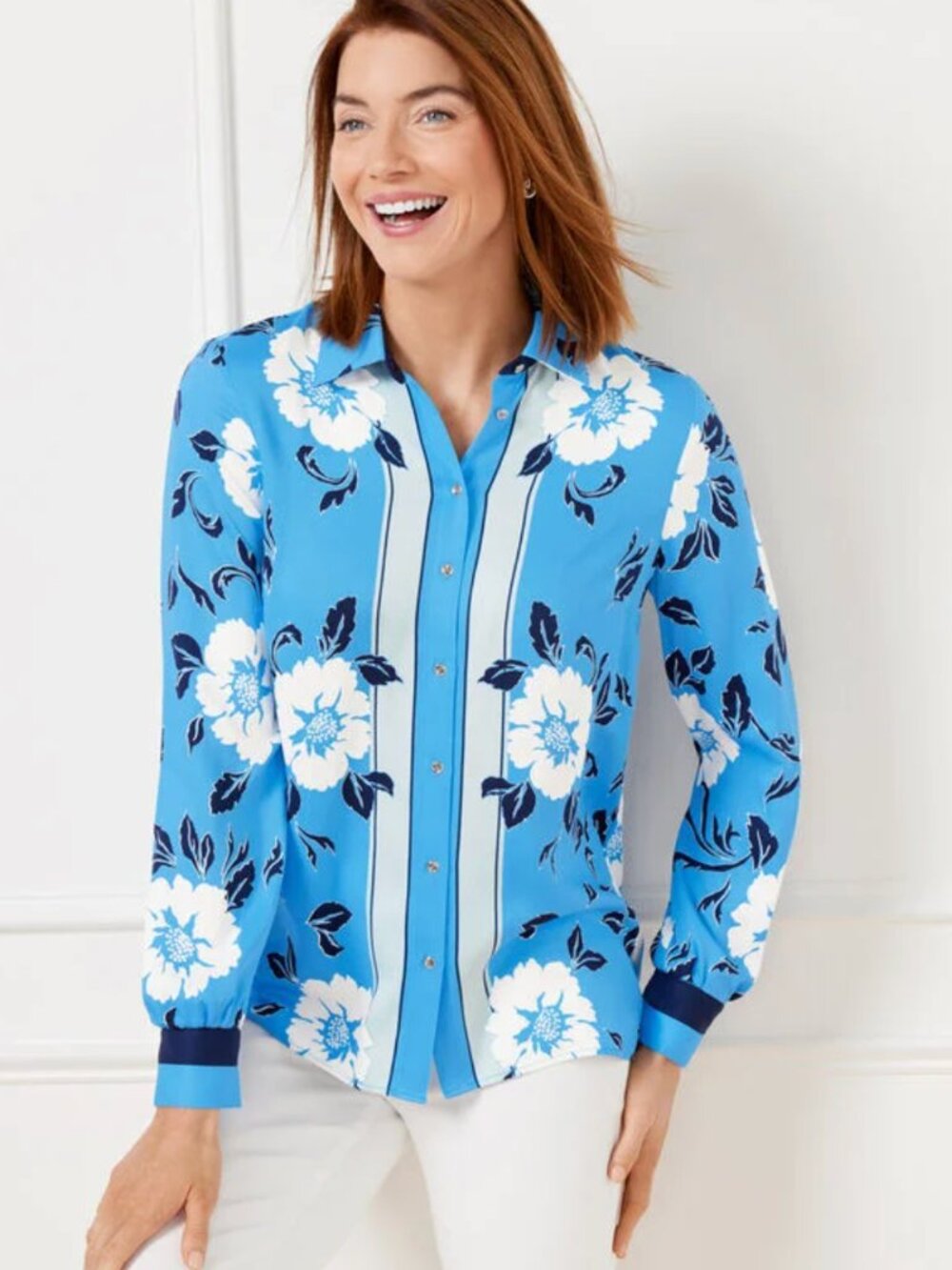 ✨ NWT Talbots Button Front Shirt – Delightful Floral – Size XS